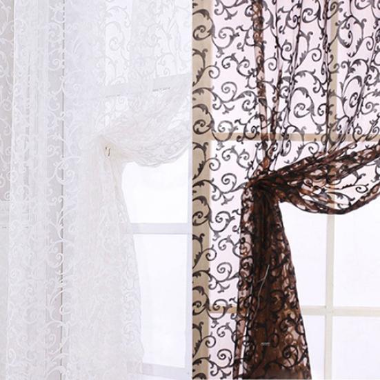 Printed Sheer Voile Home Window Door Divider Drape Curtain