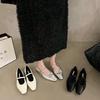 Flat-bottomed silver French spring and autumn niche single shoes women's 2024 new popular skirt Mary Jane evening shoes