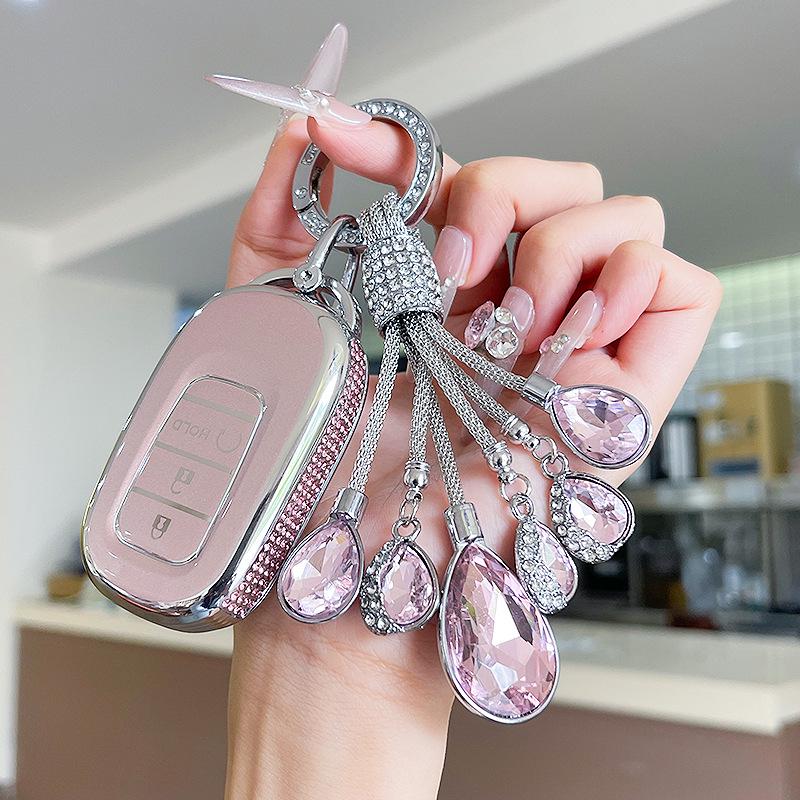 Premium Women's Car Key Case for Honda Accord, Civic, CR-V, Fit, Odyssey, Vezel, Lingpai, and XR-V