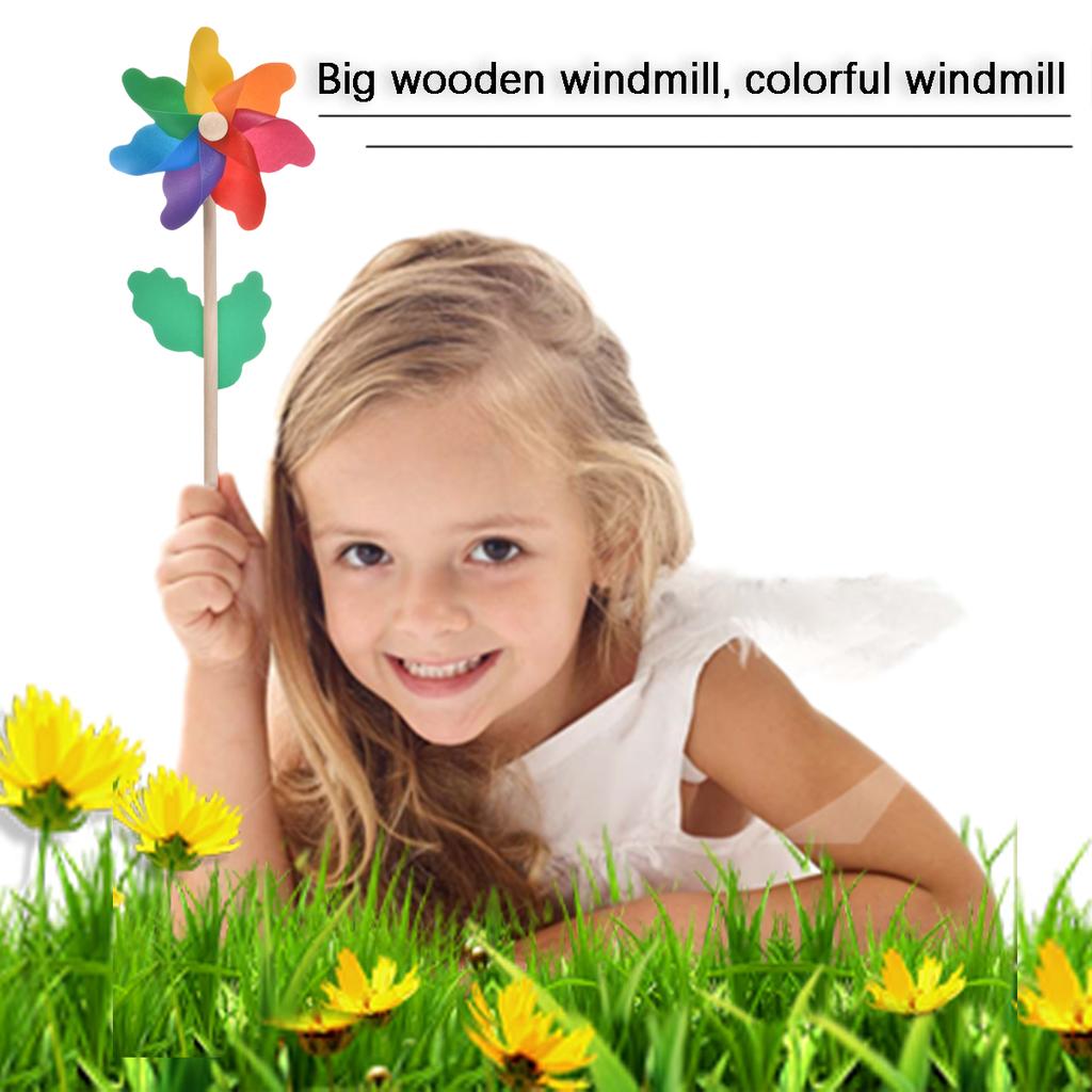 1pcs Windmill Plastic 12 Cm Windmill Garden Stake Wooden Handle Garden Lawn Yard Party Nursery Outdoor Decoration Photo Props
