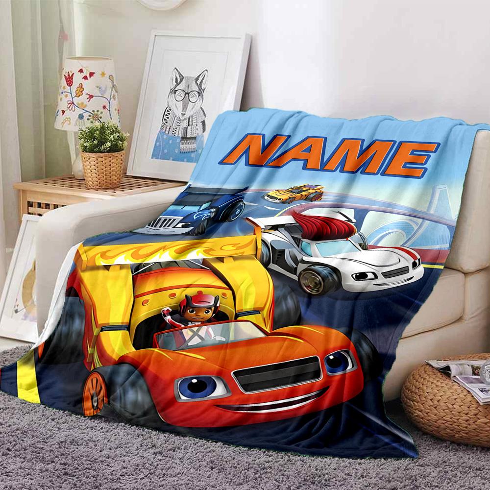 Coperta Morbida Personalizzabile Blaze e le Macchine Mostro2 – Nome Personalizzato, Coperta Accogliente per Tutte le Stagioni, Lavabile in Lavatrice, Coperta Personalizzata