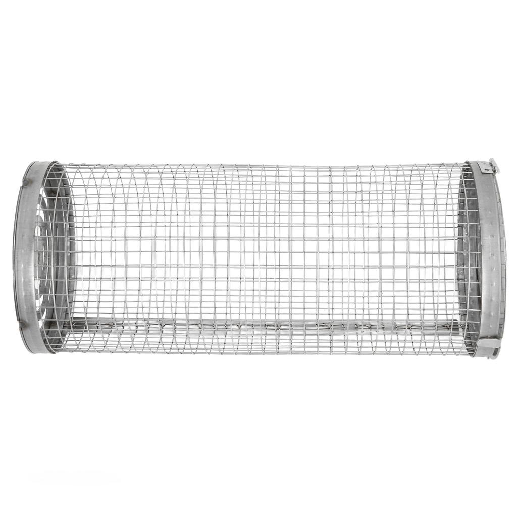 Rolling Barbecue Basket Open Grid Stainless Steel Wire Mesh Cylinder Grill Basket for Fish