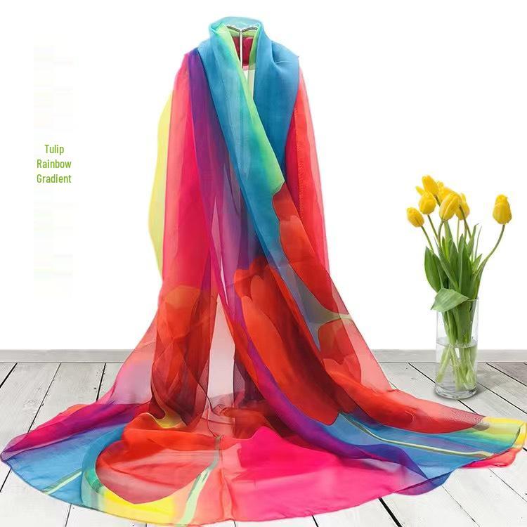 All-Season Oversized Chiffon Scarf for Women - Sun Protection & Versatile Wear