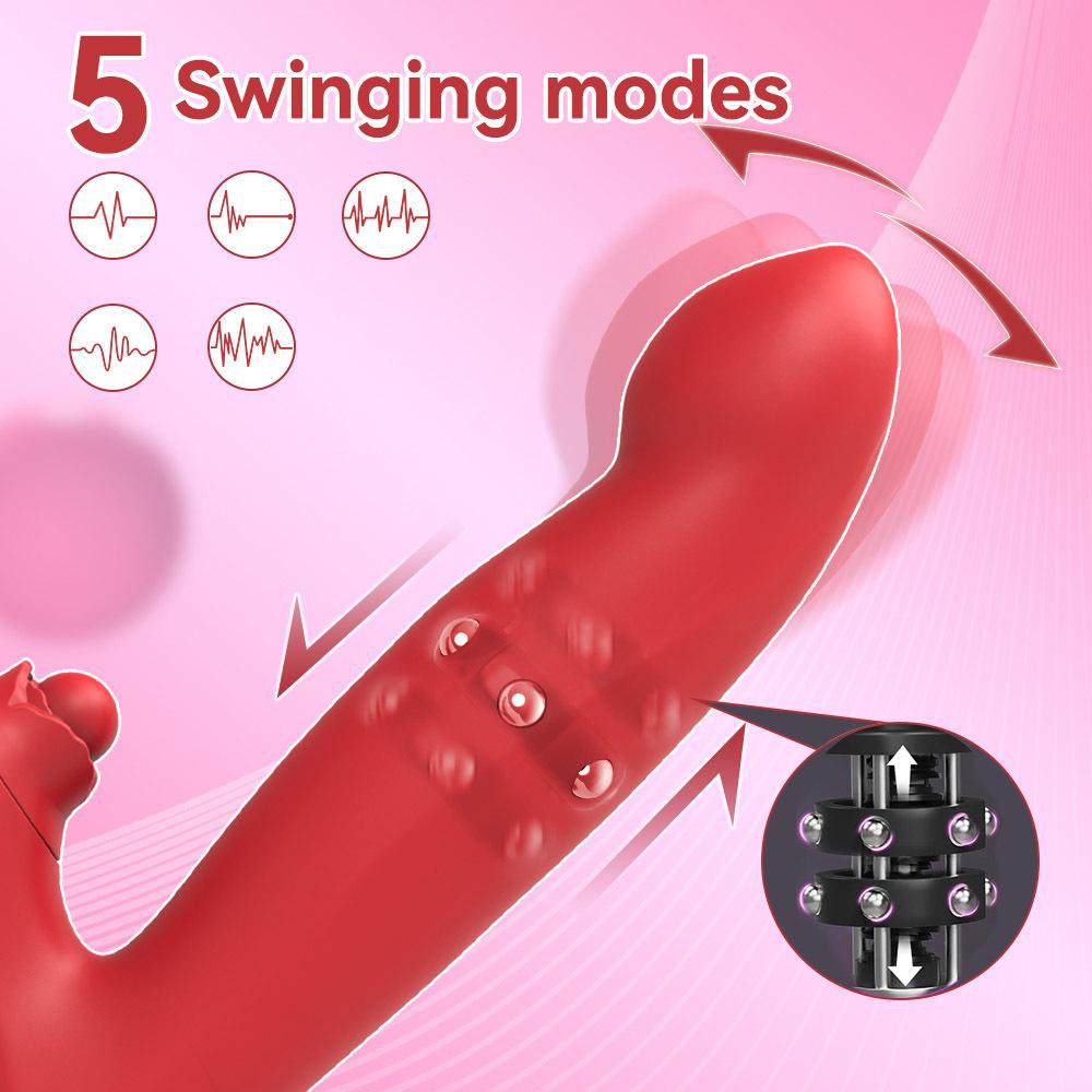Adult Dildo G Spot Vibrator with 5 Rotating Modes and 2 Motors 10 Vibration Modes and Sliding Mode with Beads Rabbit Vibrators Female Sex Toys