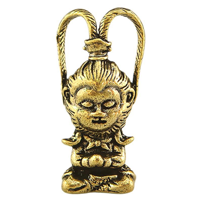 Black Myth Sun Wukong Hellfire Brass Ornament Personalized Retro Zodiac Monkey Desktop Tea Pet Small Bronze Crafts