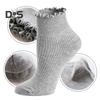 6 Pairs Women Socks Ruffle Edge Solid Color Anti-slip High Elasticity Ankle Length Low-cut Daily Sport Socks Great Gift for Mom Wife Daughter