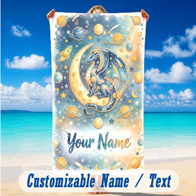 Dragon Phoenix Theme Beach Towel Personalized Custom Name & Text Soft Quick Dry Beach Towel for Swimming Travel
