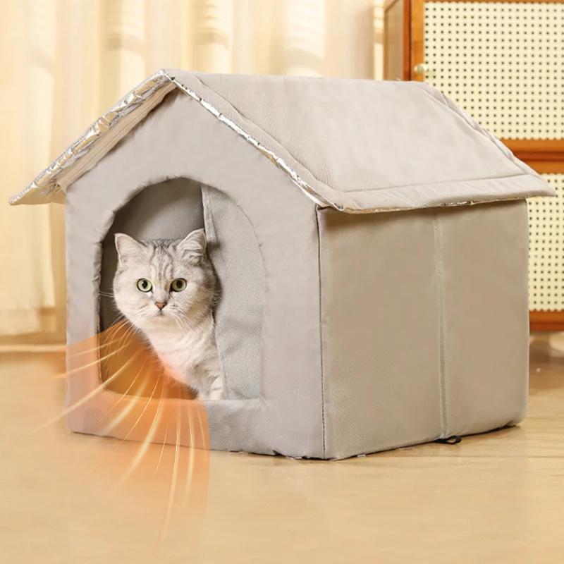 1Pc Aluminum Film Dog Oxford Cloth Warm Pet Air-conditioned House Convenient Cat Summer/Winnter Closed Pet Nest Large Space