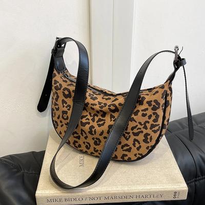 Didelės talpos leopardinio rašto nailoninis užtrauktukas Atsitiktinės peties rankinės Aukštos kokybės minkštos universalios su raštu Kasdienės paprastos crossbody rankinės