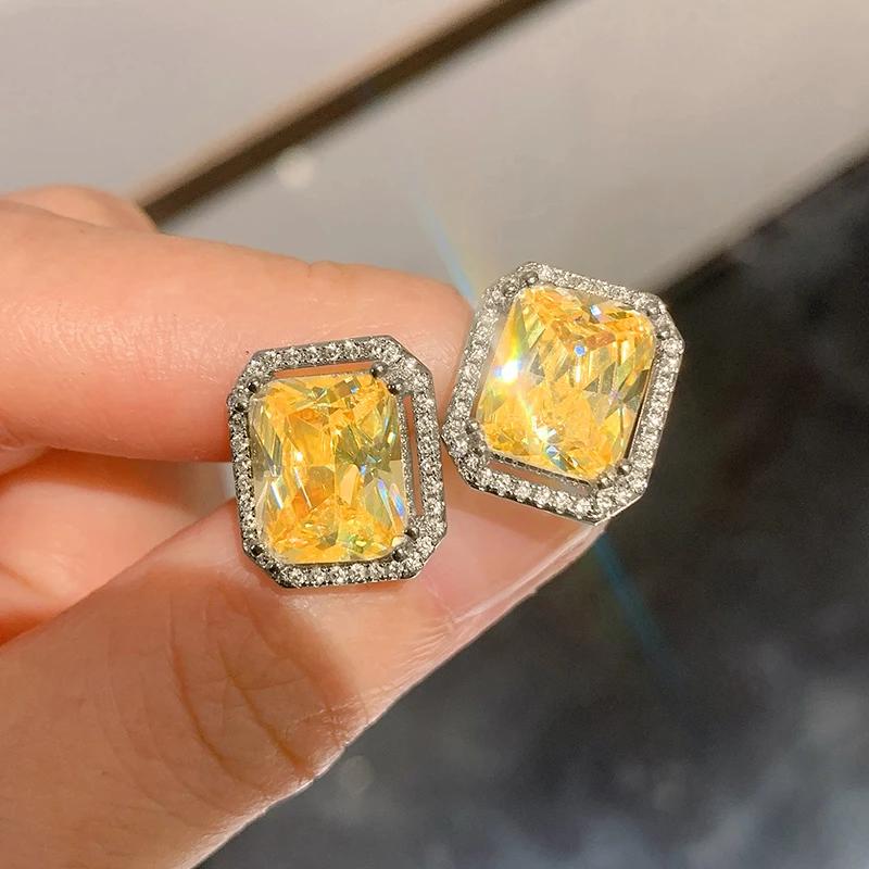 CAOSHI Módní žluté kamenné náušnice pro ženy Trendy zásnubní šperky Všestranné stylové náušnice s propíchnutím Příslušenství Dárek