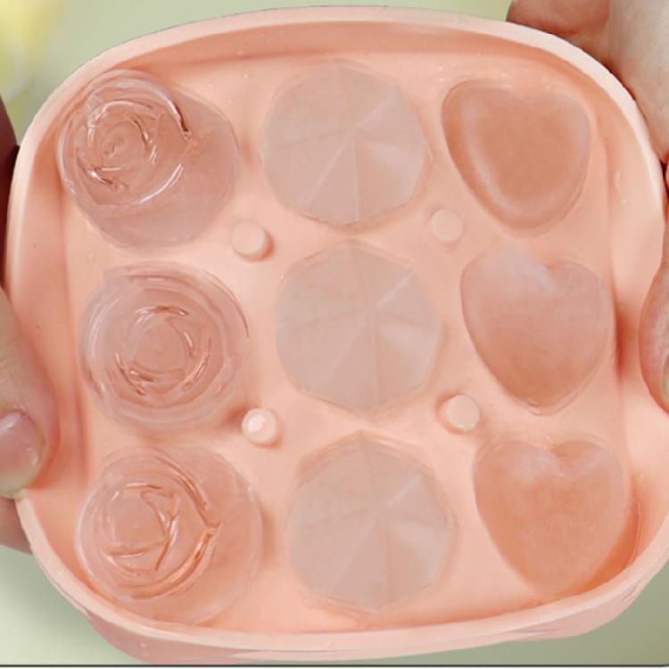 Rose Heart Diamond Ice Cube Mold Food Grade Silicone Ice Maker for Whisky Cocktail Ice Cube Tray Dessert Mold