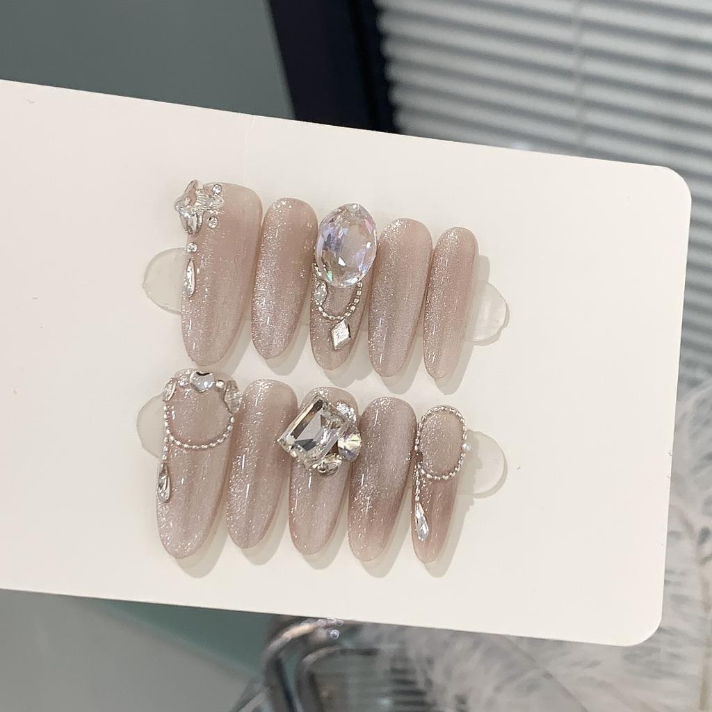 Handmade Armor High-end Sense Cat Eye Gradient Bubble Milk Shell Patch Nail Patch