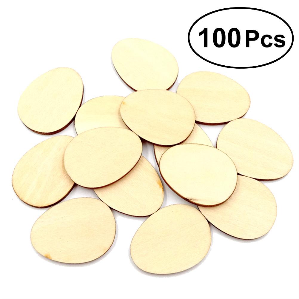100Pcs Egg Shape Wood Crafts 30Mm Unfinished Lime Wood Pieces for DIY Decoration Craft Projects Wooden Cutouts for Signs Tags
