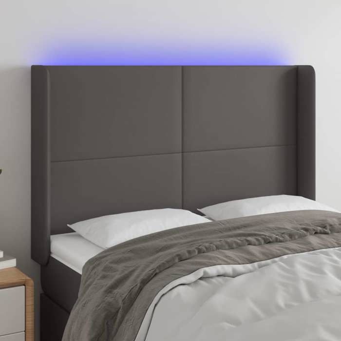 VidaXL LED Headboard Bedroom Furniture Double Bed Accessory Head of Bed Frame Interior Grey 3123862