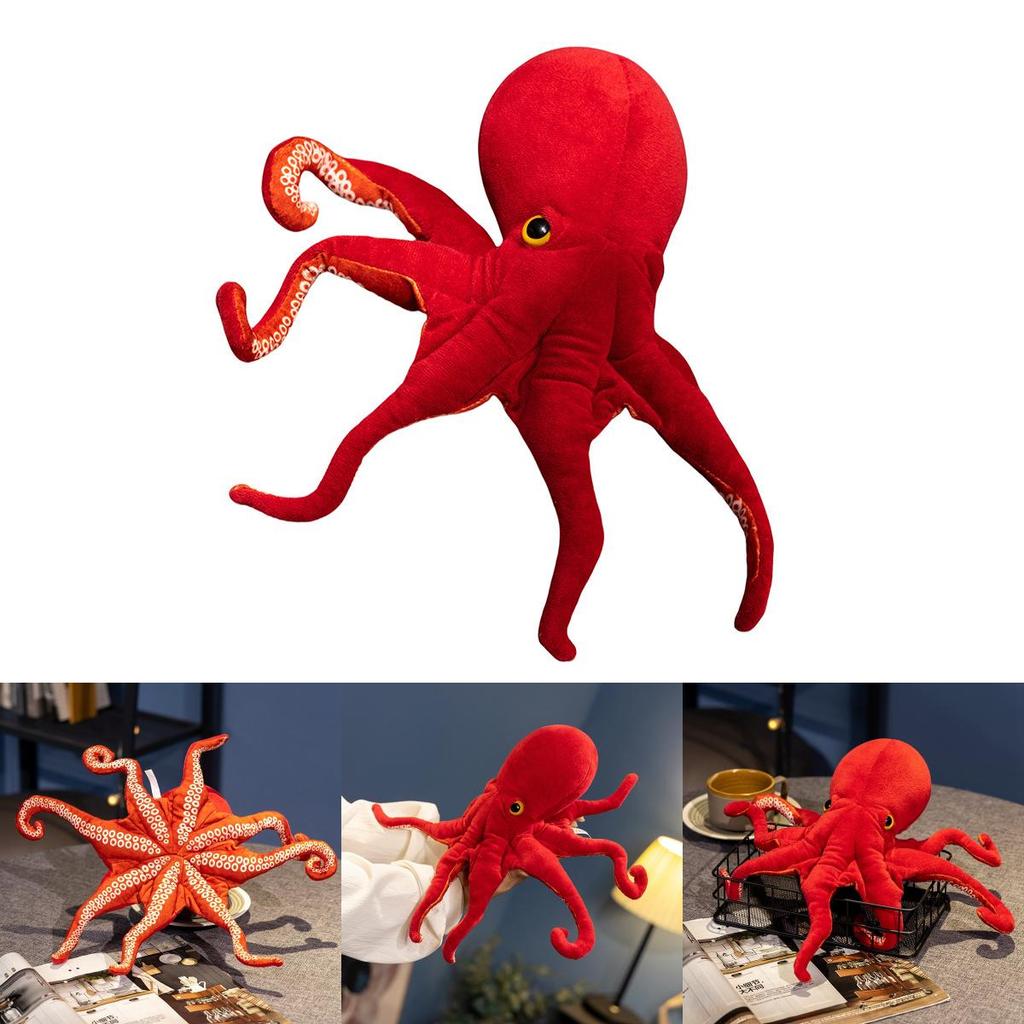 Red Octopus Plush Toy With Pp Cotton Filling Soft Kids Sleep Pillow For Children