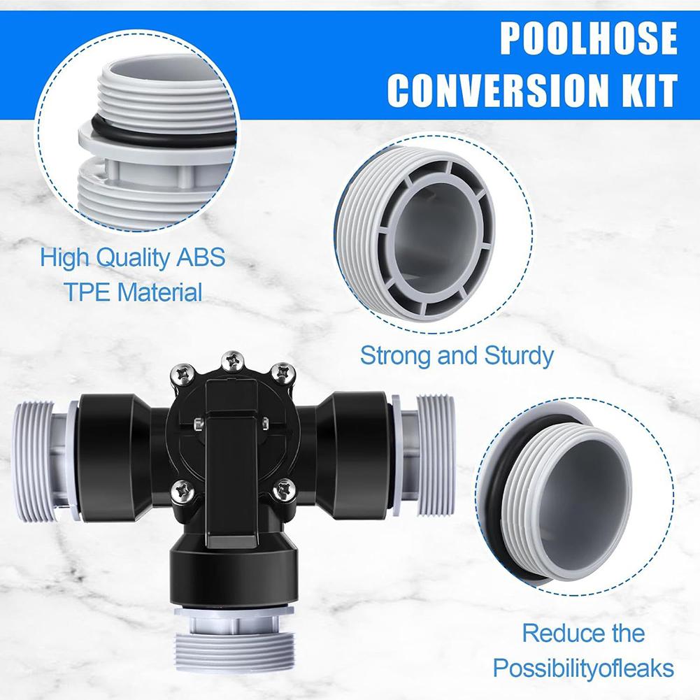 3 Way Swimming Pool Bypass Set Reliable and Adjustable Diverter Valve Hose Adapter with Stop Function for Garden Pool Diverter
