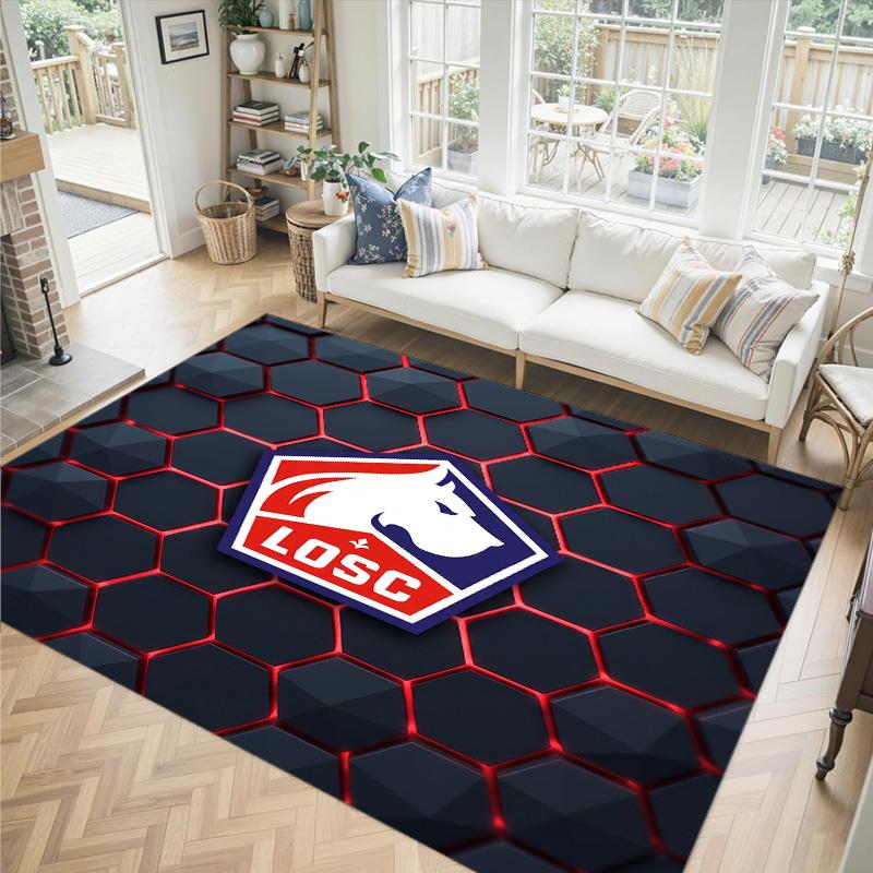 LOSC Lille FC Design Crystal Velvet Carpet Cozy Non?Slip Printed Rug For Bedroom Living Room Entrance