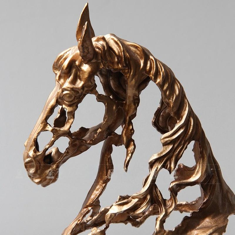 Creative Metal Handicrafts Simulation Animal Sculpture Hollowed-out Horse Head Metal Figurine Home Decoration Accessories