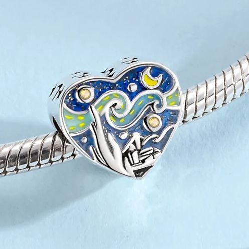 Copper Metal Bead Component Luminous Starry Sky Compatible With Authentic Original Charm Bead Component Bracelet High Quality Fine Jewelry Do It