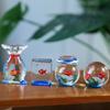 Creative Mini Handcrafted Glass Fish Figurine Cute Transparent Fish Ornaments Desktop Decoration Home Office Decor Figurine New