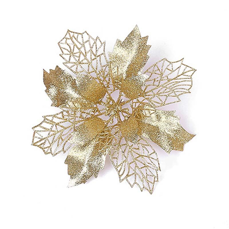 

Украшения для вечеринки, высокое качество, 10 шт./компл., пуансеттия, популярный рождественский цветок, блестки, горячая распродажа, 9/11/16 см, аксессуары для подвешивания на елку 11CM шампанского