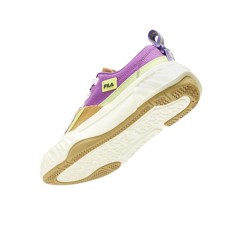 FILA Fosso Retro Series Multi-Color Patchwork Design Lace-Up Durable Low-Top Canvas Shoes Women sneaker Purple Yellow F12W432308FSG