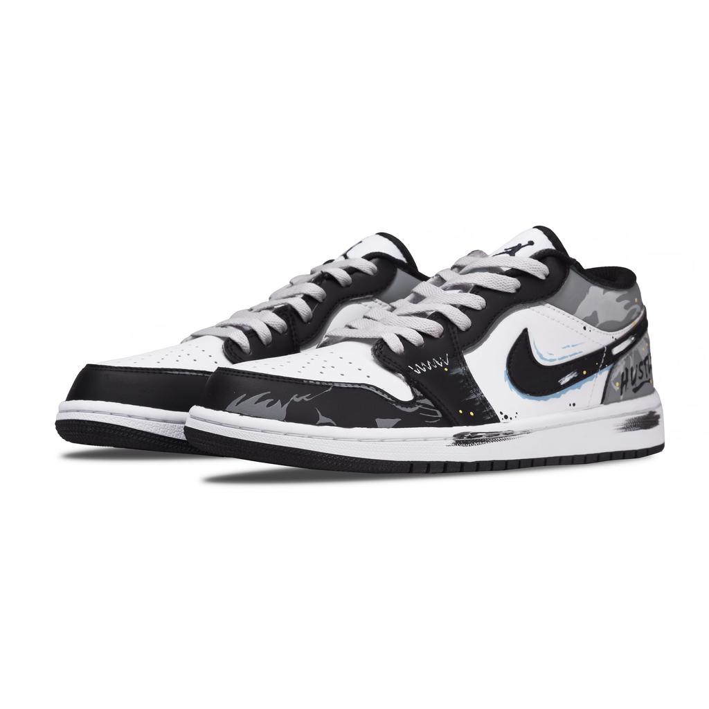 Jordan Air Jordan 1 Funi Galloping With Funi Abrasion Resistant Low Top Vintage Basketball Shoes Unisex Black White 553558-132(Team348-Funi )