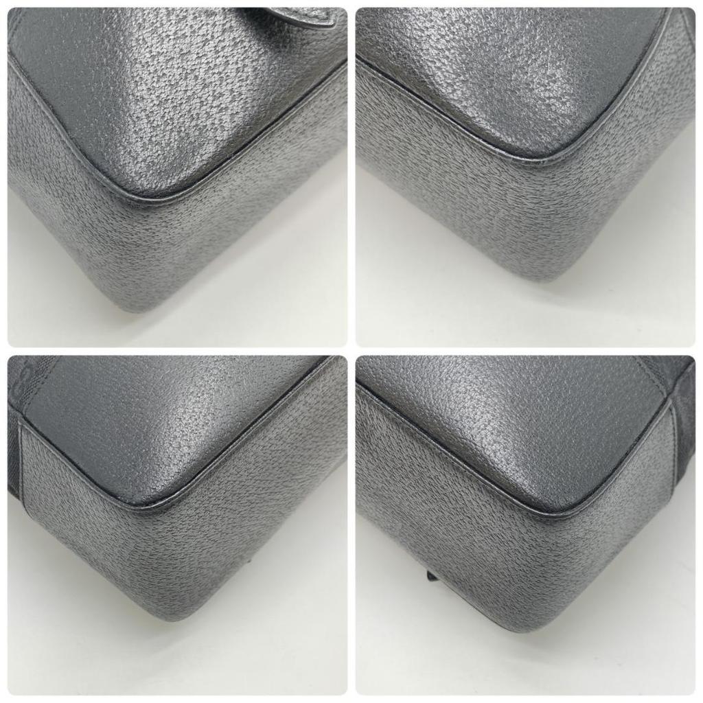 GUCCI GG Canvas Men's Shoulder Bag Messenger Crossbody Leather Black Logo Embossed A4 Capacity 115506