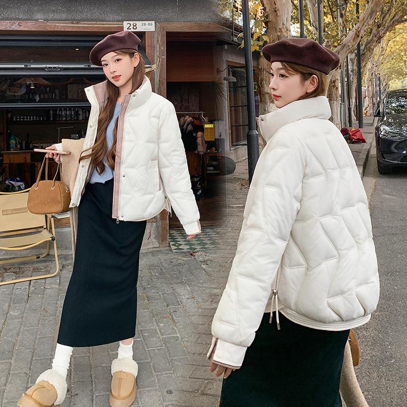 Women’s Short Stand Collar Windproof Thin Slim Winter Jacket