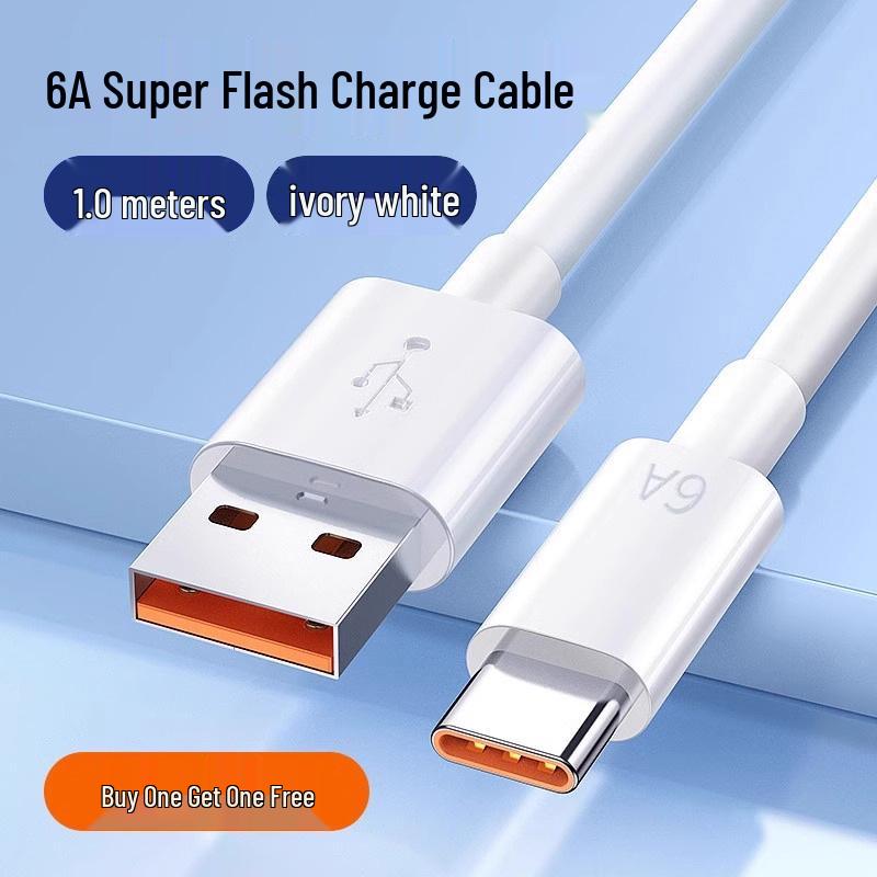 120W Super Fast Charging Type-C Cable for Huawei 6A, Oppo, Honor, Vivo, and Android Universal.