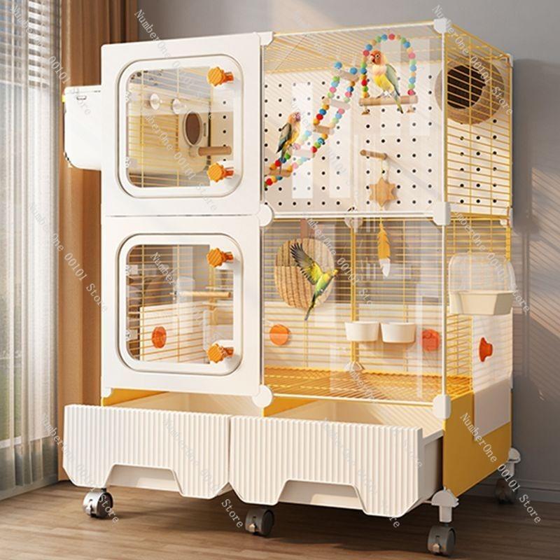 Large Transparent Parrot Birdcage Splash-proof Household Aviary for Tiger Skin Black Phoenix Peony Decorative Landscaping Luxury