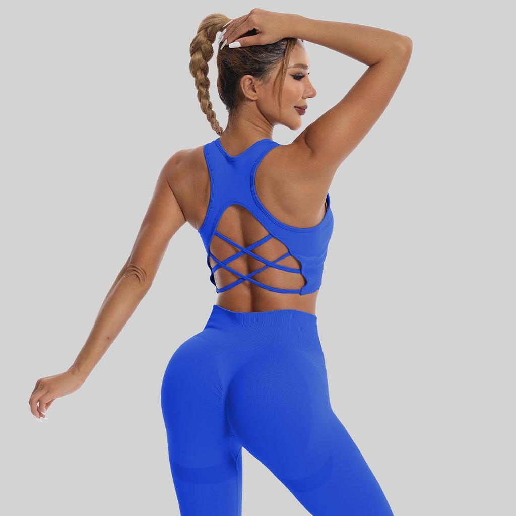 Women's Quick-Dry Seamless Sports Bra and Leggings Set - Shockproof Vest for Running and Yoga
