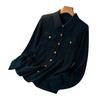 2025 Fall/Winter Women's Cashmere Polo Collar Tie-Up Cardigan with Long Sleeves