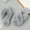 Fashion Litfun Plush Lining Women's Slippers New Fur Cross-strap Ladies Home Slides Platform Fuzzy Warm Indoor Women's Cotton Slippers