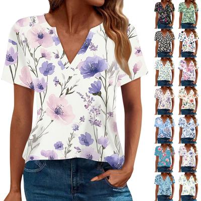Women's Summer Fashion Casual Short Sleeve V Neck T-Shirt Tops