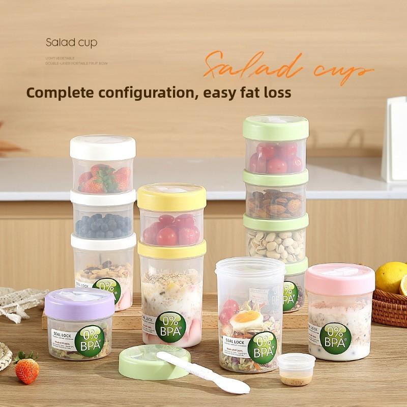 Portable Salad Bowl With Sealed Lid For Light Meals And Snacks