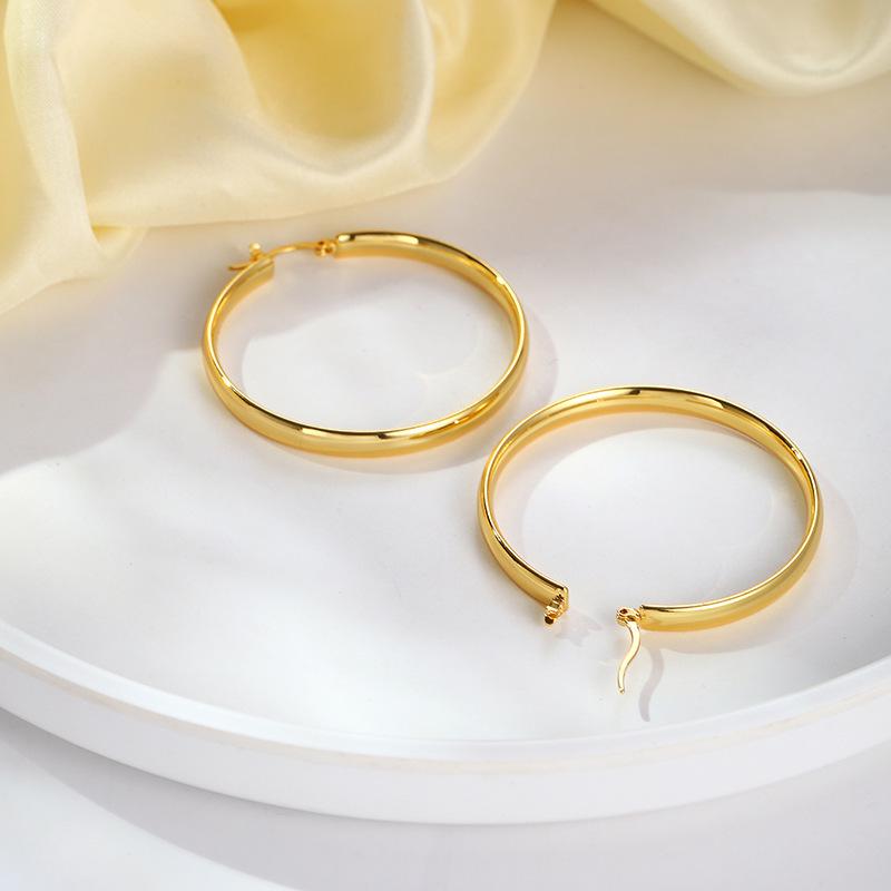 European & American Fashion Geometric Ear Cuff with Copper Curved Exaggerated Large Hoop Earrings