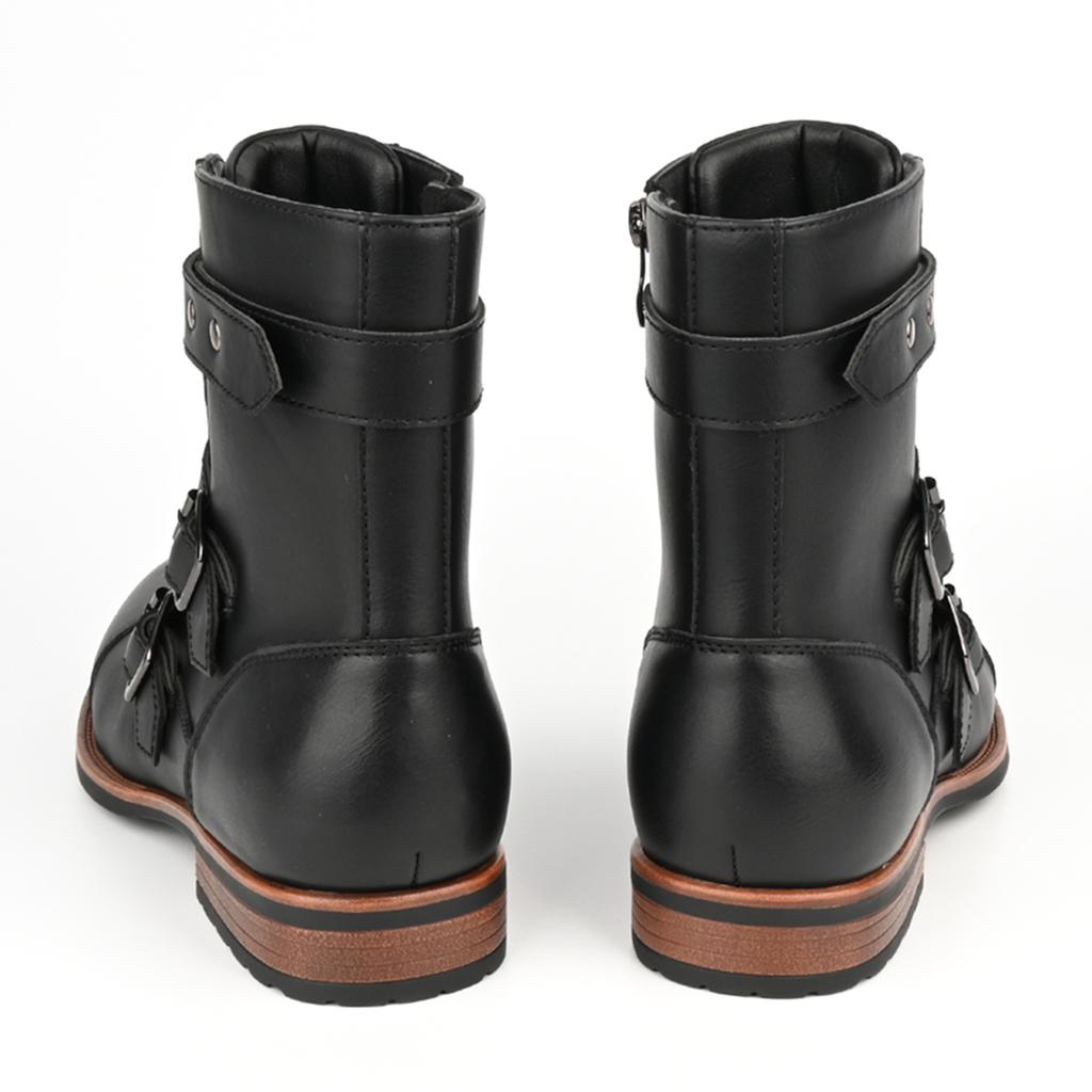 Autumn Winter New Designer Men Boots Fashion Casual Vintage Metal Buckle Side Zipper Low Heel Denim Cowboy Boots Shoes Man