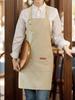 Restaurant café apron for cooking; kitchen canvas apron for ladies with 3 adjustable shoulder straps and large pockets; chef's b