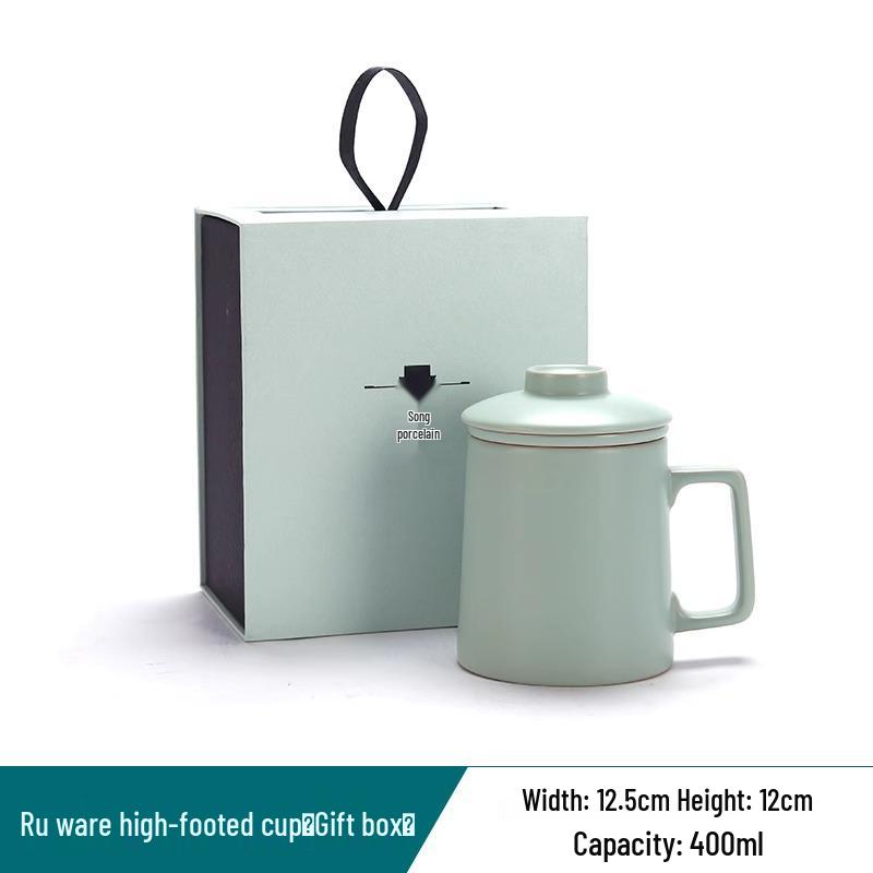 Ru Ware Ceramic Teacup with Tea & Water Separation Filter - Office Gift