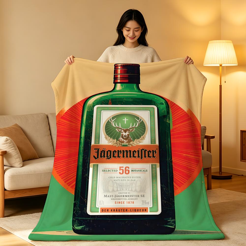 Drink J-jagermeister Gooi Hoge Dichtheid Korte Pluche Deken Zacht Huidvriendelijk voor Bank dutje Airconditioning Kamer Size: 75*100cm, Weight: 320 GSM