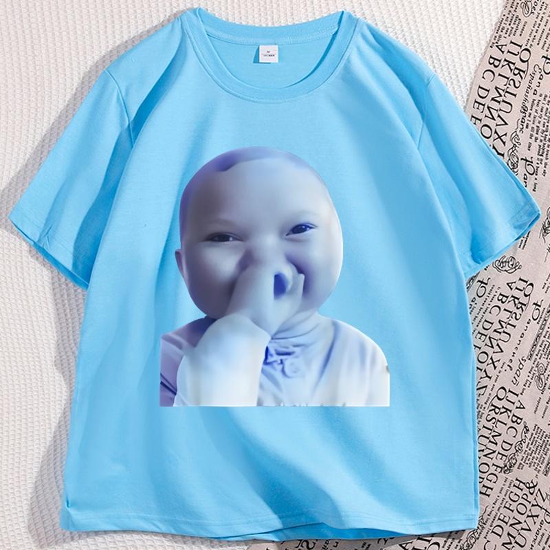 

Ai Baby Holding Laugh Meme Viral Trend T Shirt Men Women Fashion Casual Cotton Tshirt Funny Graphic Tees Round Neck Loose Tees 4XL