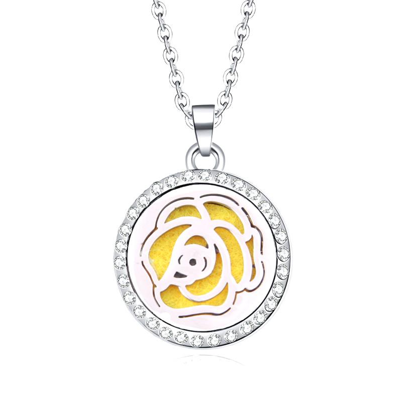 New Stainless Steel Alloy Fashion Aromatherapy Necklace Essential Oil Diffuser Perfume Locket Pendant Women Jewelry Gift