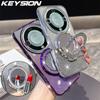 KEYSION Glitter Jewelled Magnetic Phone Case for HONOR X9b 5G X9A 5G Makeup Mirror Stand Shockproof Cover for Magic 6 5 Lite 5G