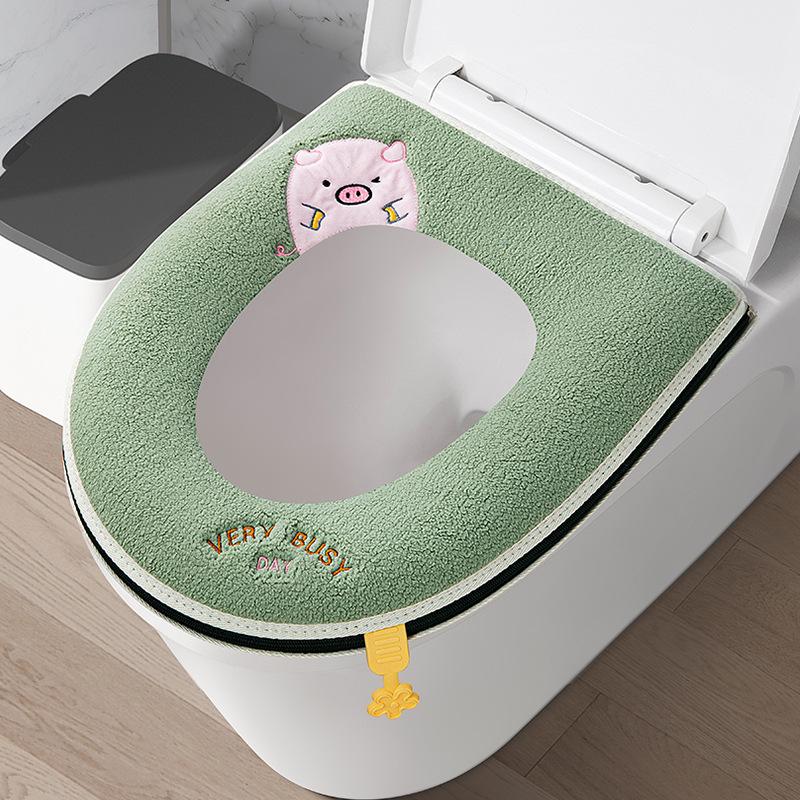 Thick Zipper Style Toilet Seat Cushion for Autumn and Winter