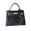 Haute Couture Classic 25 Crocodile Pattern Top Layer Cowhide One-shoulder Crossbody Handbag Fashionable Texture Women's Bag