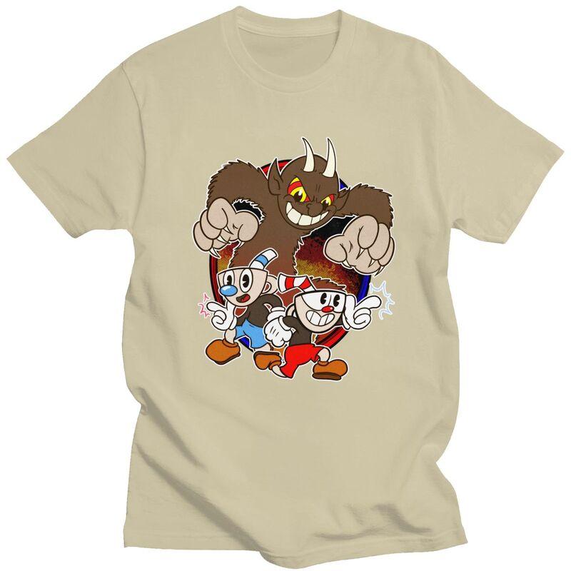 Custom Hot Game Cuphead T Shirts for Men 100 Cotton Tees Tshirts Tshirt