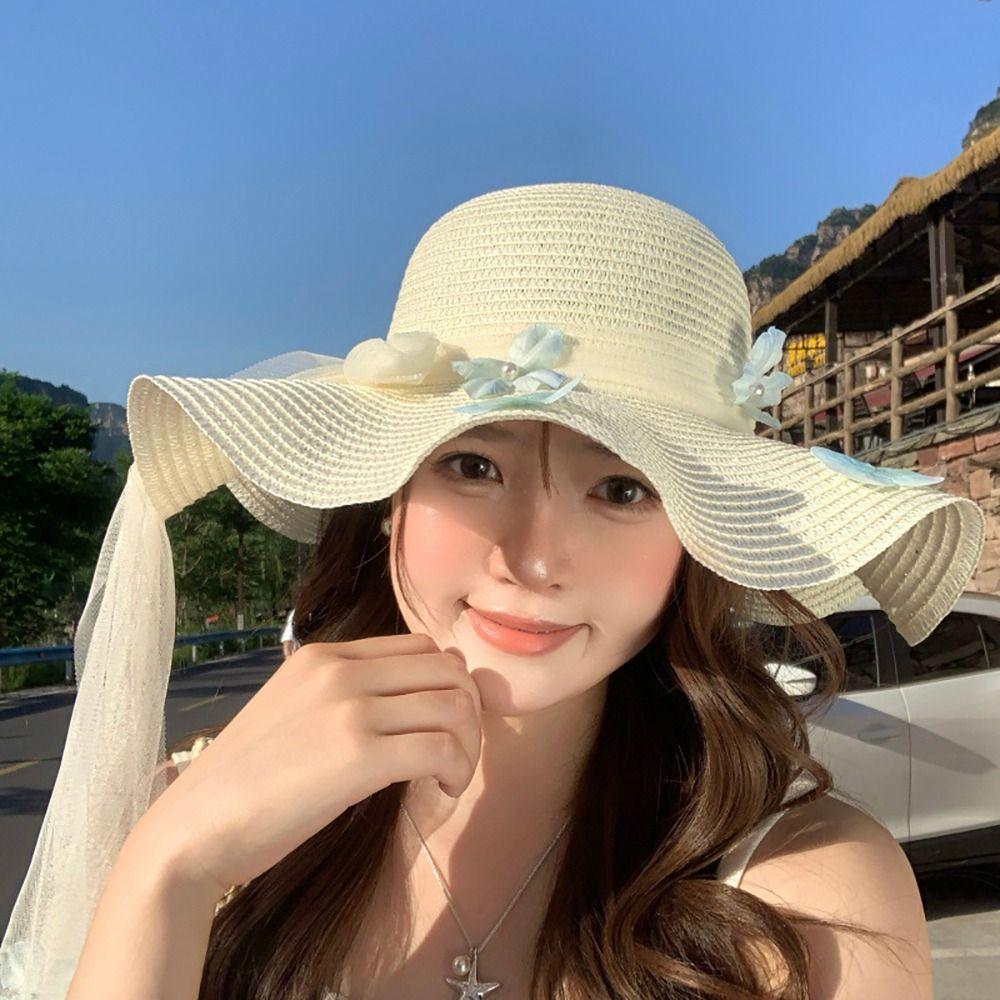 Large Brim Sun Hat Big Bowknot Wide Brim Hat Versatile Sun Protection Hat Sun Shading