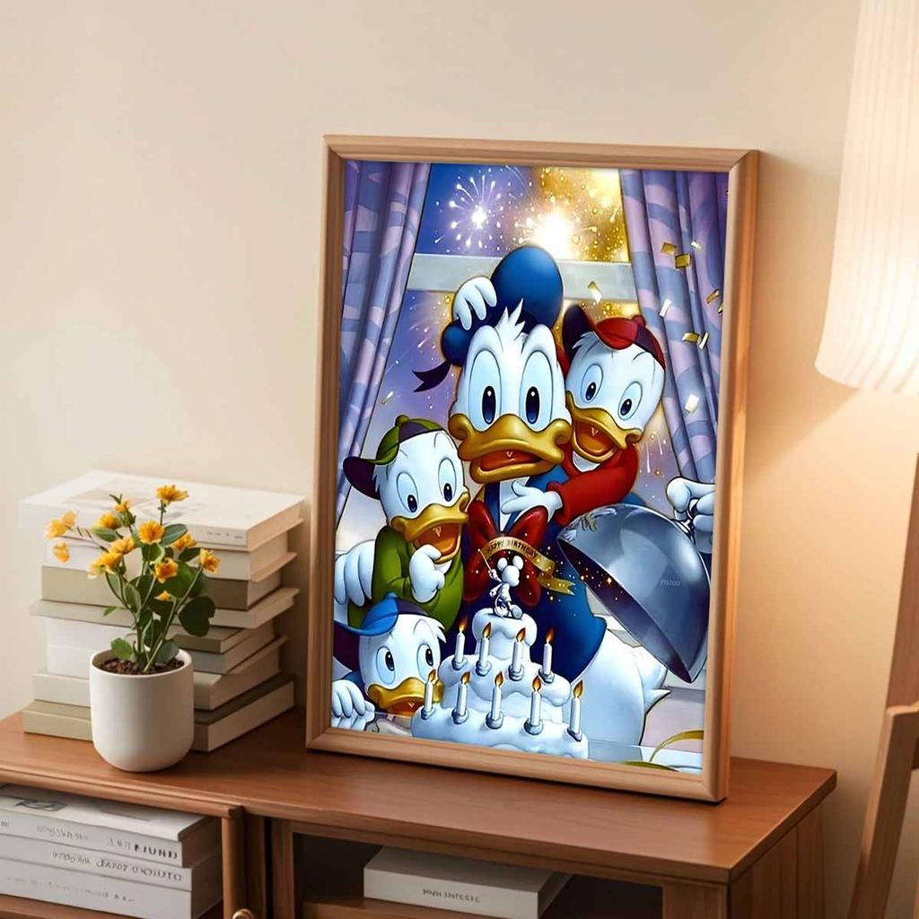 5D DIY Diamond Art Painting Kits for Adults, Donald Duck and His Friends Full Round Crystal Diamond Kits for Beginner for Home Wall Decorate