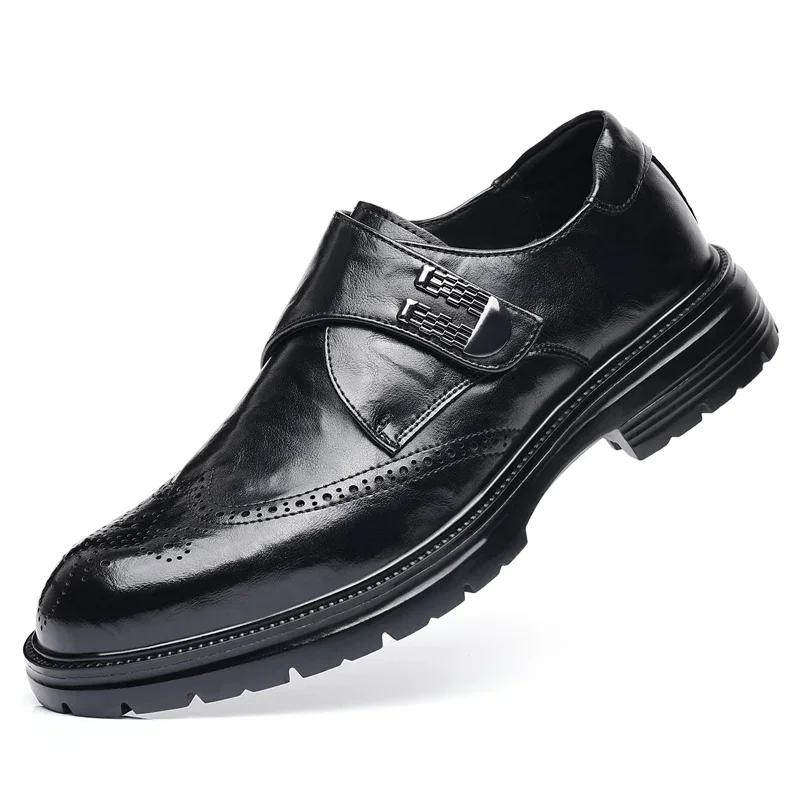 British Style Spring New Oxford Shoes Men's Thick Soled Business Dress Derby Shoes High-quality comfort Round Toe Wedding Shoes